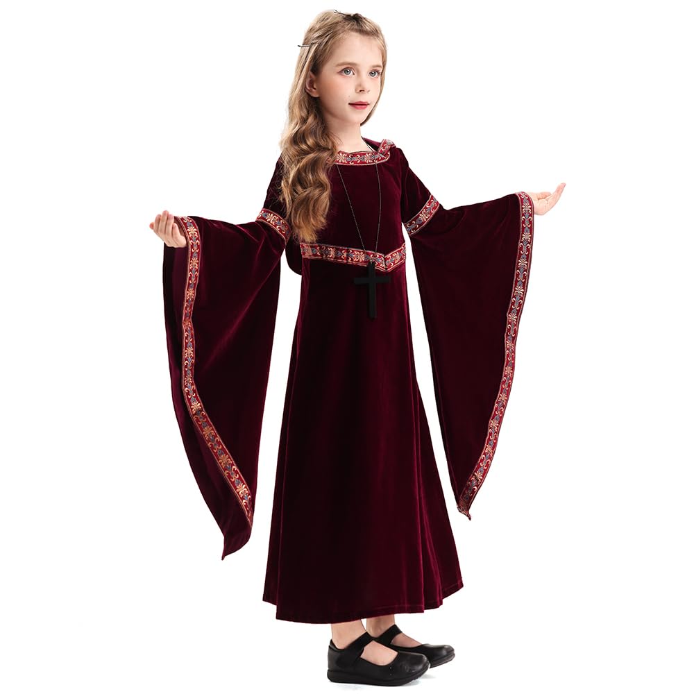 Tudorkönigin Mädchenkostüm – Mittelalterliches Prinzessinnen-Outfit In Schwarz, Größe M Für 6-8 Jahre