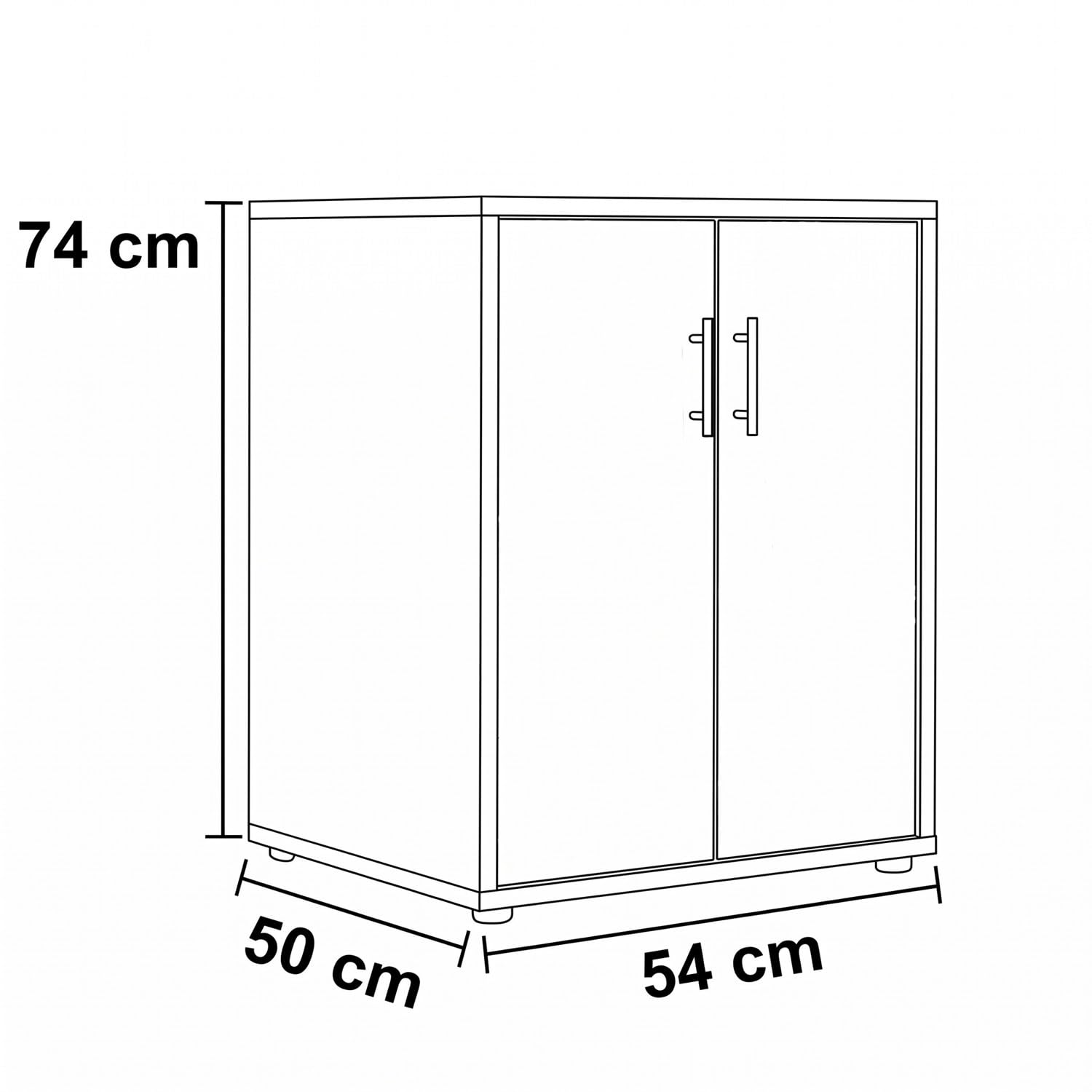 moebel-dich-auf Druckerkommode Druckerschrank TABOR 2-türig Metallgriffe Korpus anthrazit Front Gold Harbor Oak 74 cm hoch