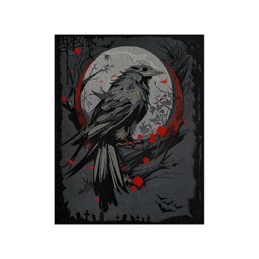Gothic Raven and Flowers Back Patch