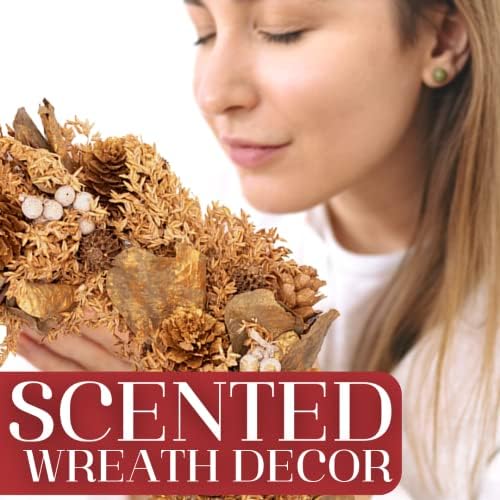 Marco Paul Scented Christmas wreath christmas door decorations with Pine Cones, Berries Hanging Door Wall Christmas Ornaments Xmas Outdoor Indoor Winter Christmas 24cm autumn wreath Orange