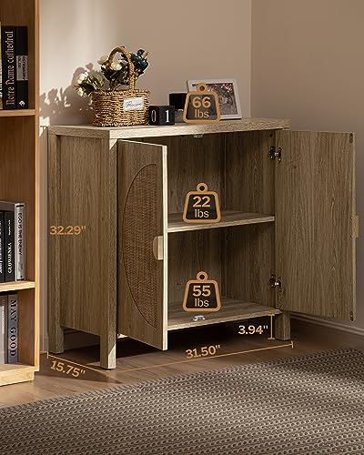 Sicotas Rattan Buffet Cabinet Set Of 2, Accent Sideboard Storage Cabinet With Adjustable Shelves thumb #1