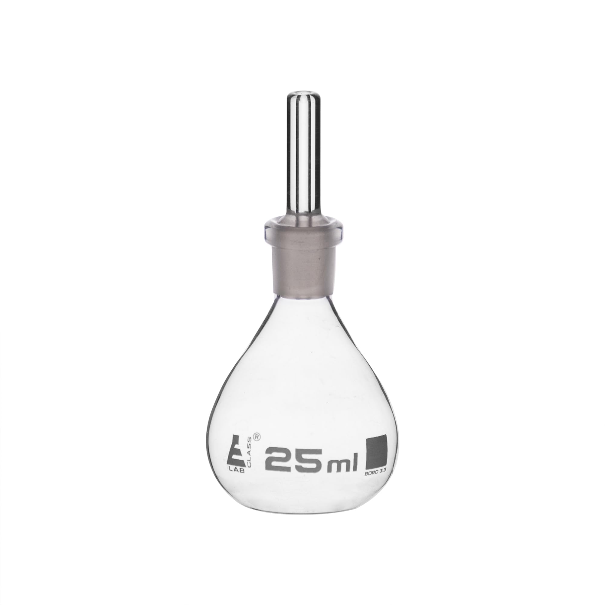 EISCO Specific Gravity Bottle, 25ml - Flat Bottom with Perforated Stopper - Borosilicate Glass Labs