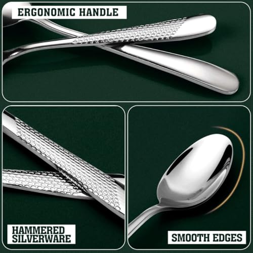 Image of Teaspoon Flatware Set, Premium Food Grade Stainless Steel Tea Spoons, Durable Small Scoop, Cutlery for Kitchen Dessert Spoon Set, Mirror Finish & Dishwasher Safe (6 Pcs Small Spoon, Silver)
