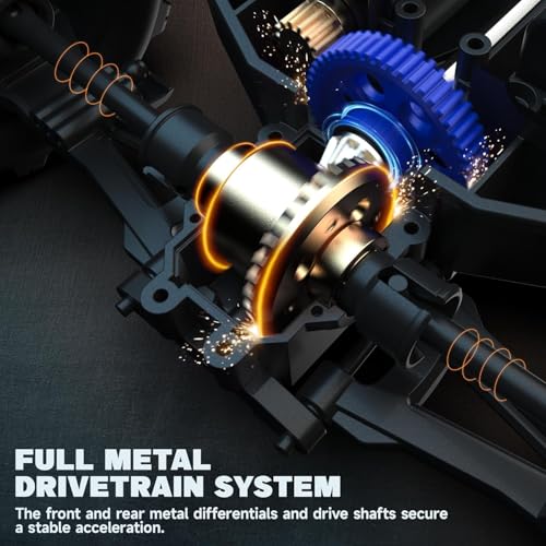 BEZGAR HP162S Remote Control Car - 1:16 Scale Brushless Fast RC Cars 40KPH, RC Trucks 4x4 Offroad Wa