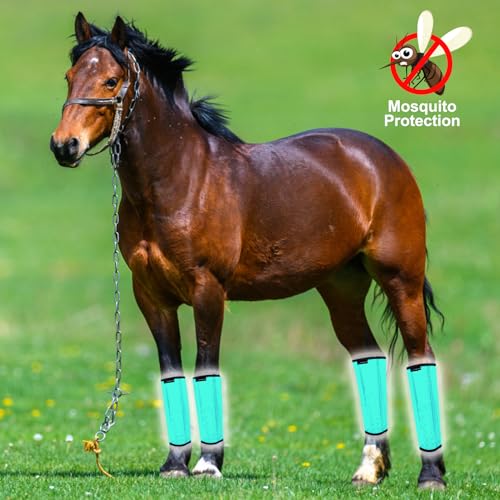 FOXLVDA Horse Fly Boots Set of 4 - Breathable Tough Mesh Equine Leg Wraps | Adjustable & UV Protective Horse Fly Leggings with Support Bars for Reduce Stomping & Leg Fatigue (Green, Large) - Image 5