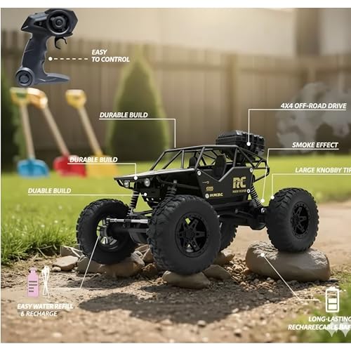 Image of JOYMAX Remote Control Car 2.4GHz Rechargeable All Terrain with LED Off-Road RC Car (Black)