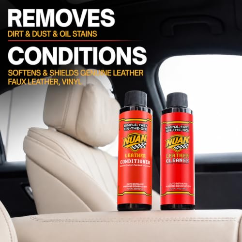 NUAN Leather Cleaner and Conditioner Kit for Car Seats – 4-Piece Set - Image 6