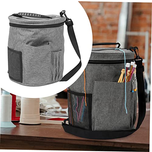 Veemoon Bolsa De Armazenamento Portátil Barril De Lã Portátil Fio De Lã Tecido Oxford Cinza 600D