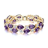 EVER FAITH Gorgeous Purple CZ February Birthstone Vintage Style Dual Layer Wedding Tennis Bracelet