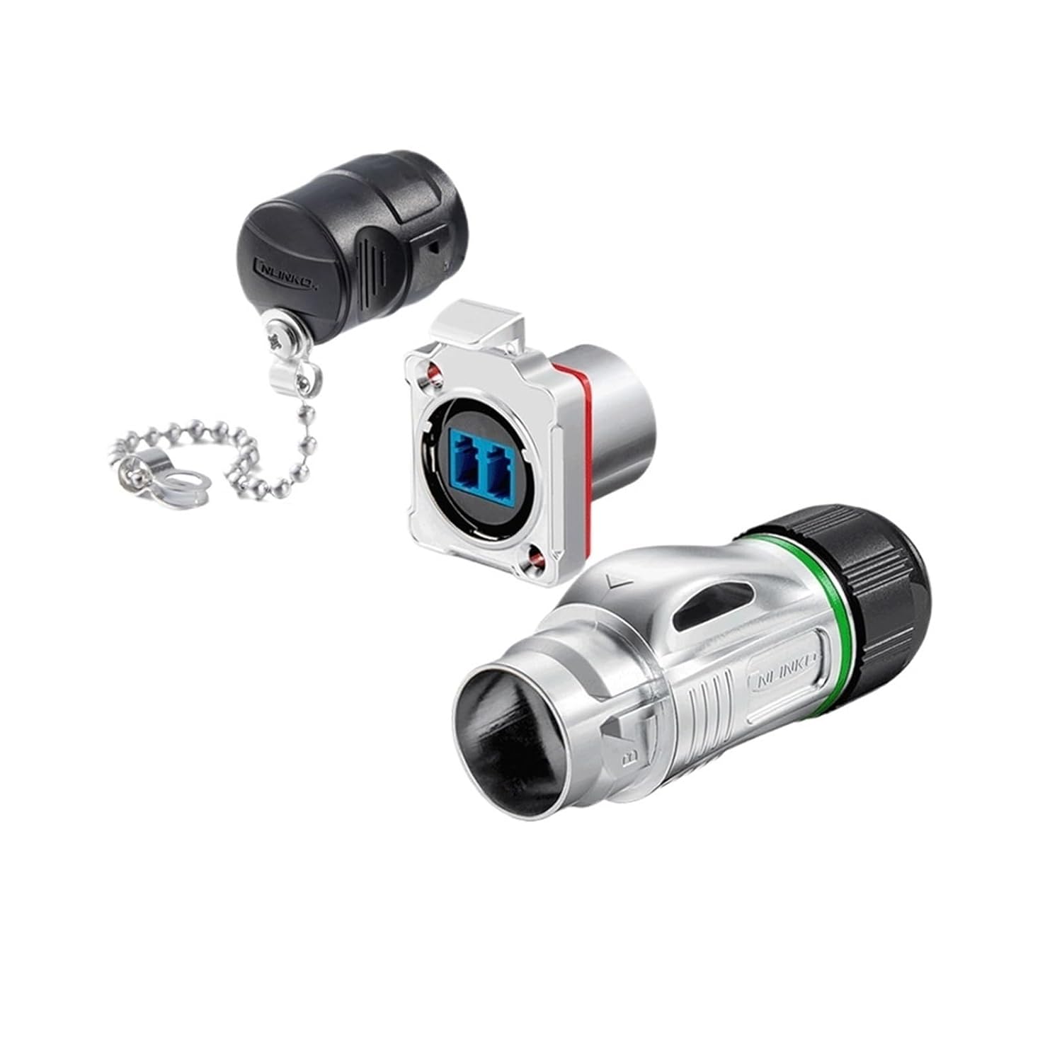 1Pcs BD24 Zinc Alloy Metal Waterproof Single Mode LC Optical Fiber Connector Coupler Without Fiber High Performance(Socket A ONLY)