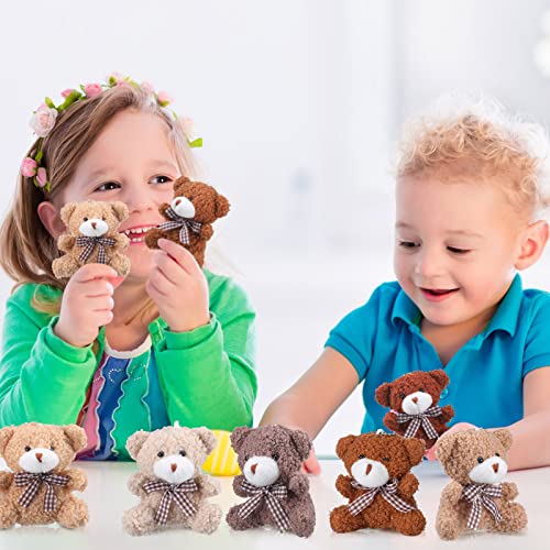 24 Pack Mini Bear Toys Bulk Plush Stuffed Animals Jointed Doll 3.15 Inch Bear Keychain For Teens Girls Adult Birthday Wedding Graduation Gift Decoration Party Favor Backpack Diy Pendant (Stylish) #TOP4