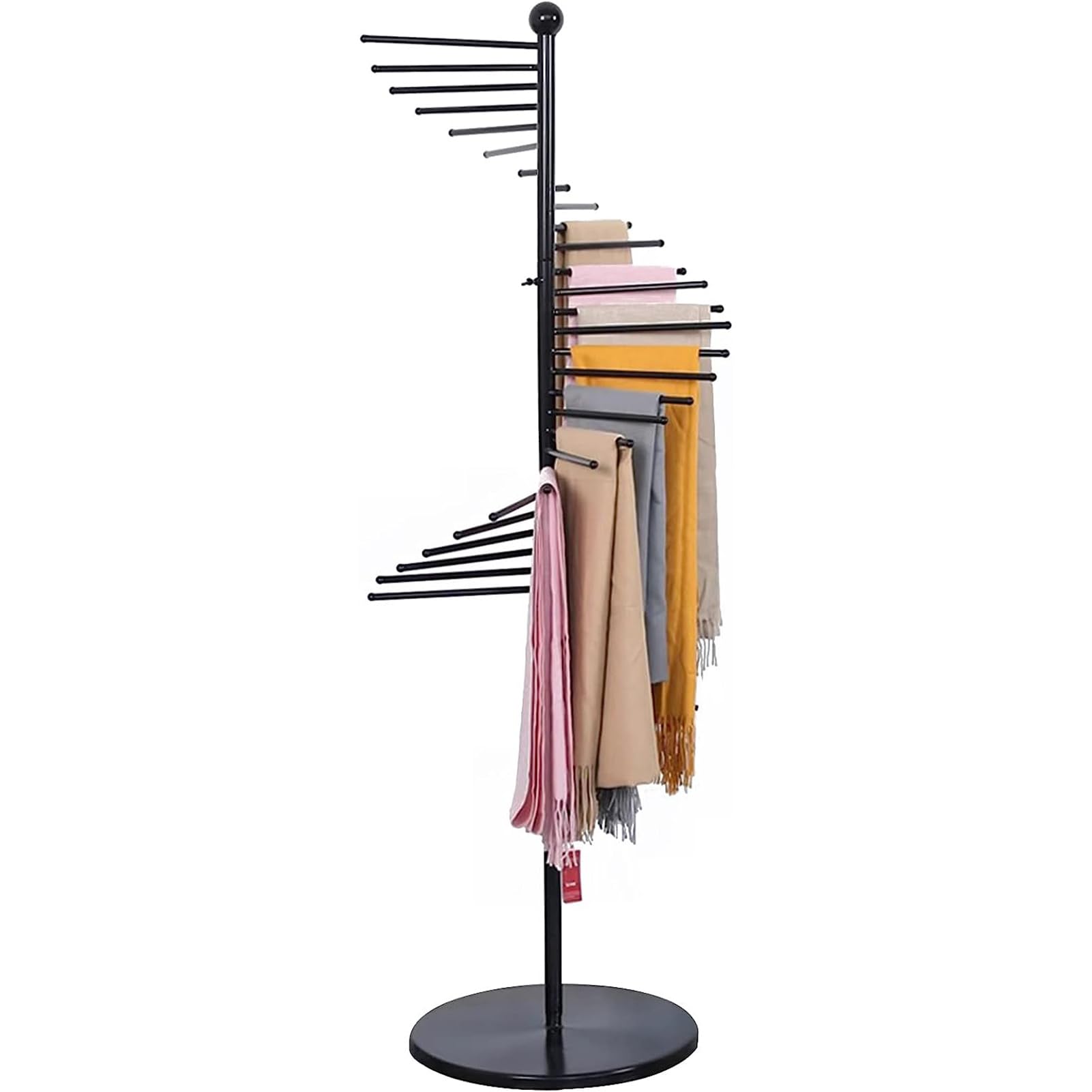 Organizador de metal para bufandas, perchero independiente para tienda de ropa, diseño en espiral, colgador de hiyab para cinturón, chal, hijab, ahorro de espacio, uso comercial y doméstico