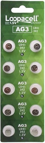 LOOPACELL AG3 LR41 Baterías  AG3 392 384 192  Pilas alcalinas de botón de 1.5 V (10 unidades (paquete de 1))