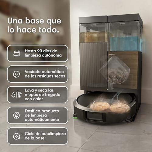Miniatura 3 de iRobot Roomba Plus 576 Combo y Base AutoWash multifunción, 25KPa, Mopas DualClean PerfectEdge, Lavado/Secado Calor, IA, PrecisionVision, Clearview Pro LiDAR, 90 días autonomía,Accesorios Extra, Negro