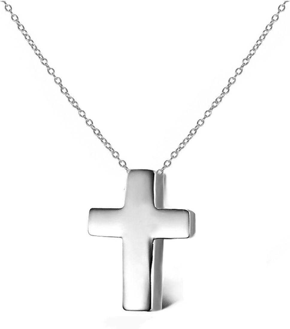 Small Cross Pendant Necklace .925 Sterling Silver Religious Jewelry Crucifix