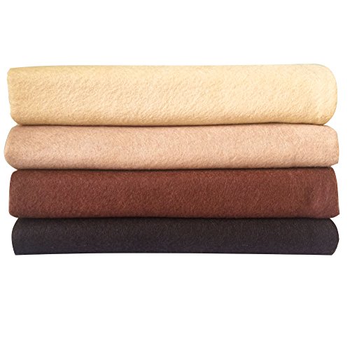 Image of 4pcs Thick 1.4mm Soft Felt Fabric Sheet Assorted Color Felt Pack DIY Craft Sewing Squares Nonwoven Patchwork (92x90cm Brown)