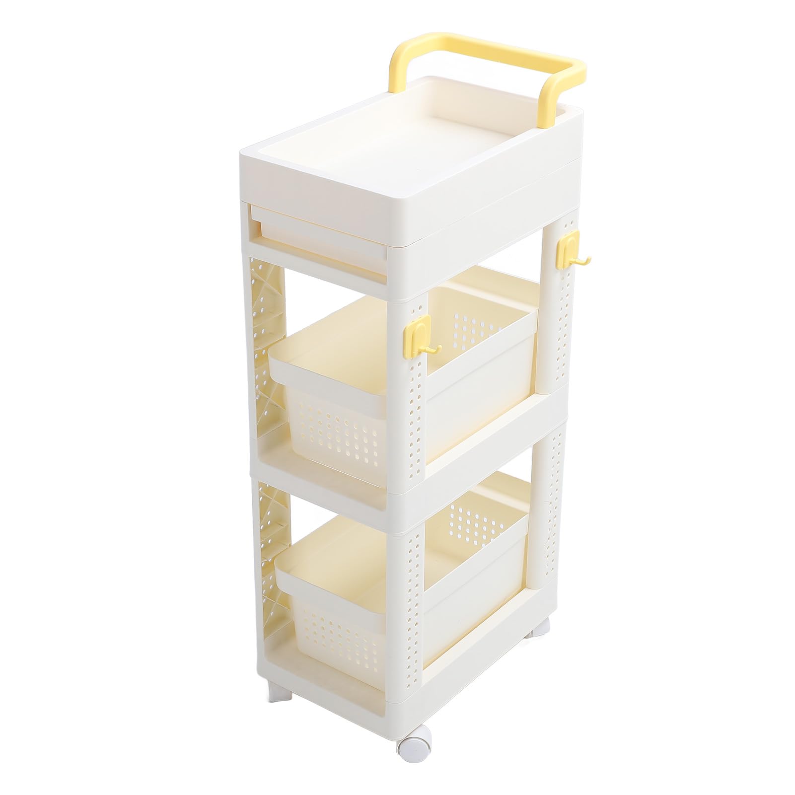Carrello Multiuso con Rotelle a 3 Livelli con Cassetto, Spaziosa Organizzazione di Stoccaggio per Cucina, Salone di Bellezza e Ufficio 88 X 40 X 25,5 Cm