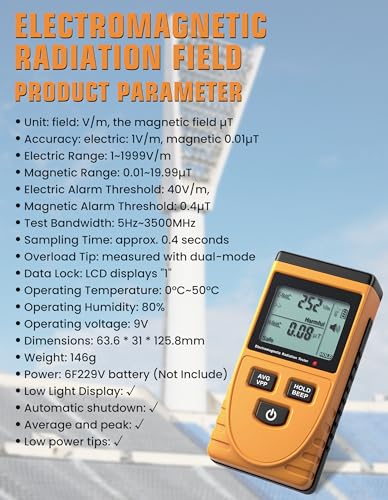 AMTAST Elektromagnetischer Strahlungsprüfer Digitaler Elektromagnetischer Strahlungsprüfer Dosimeter Tester EMF Meter Counter