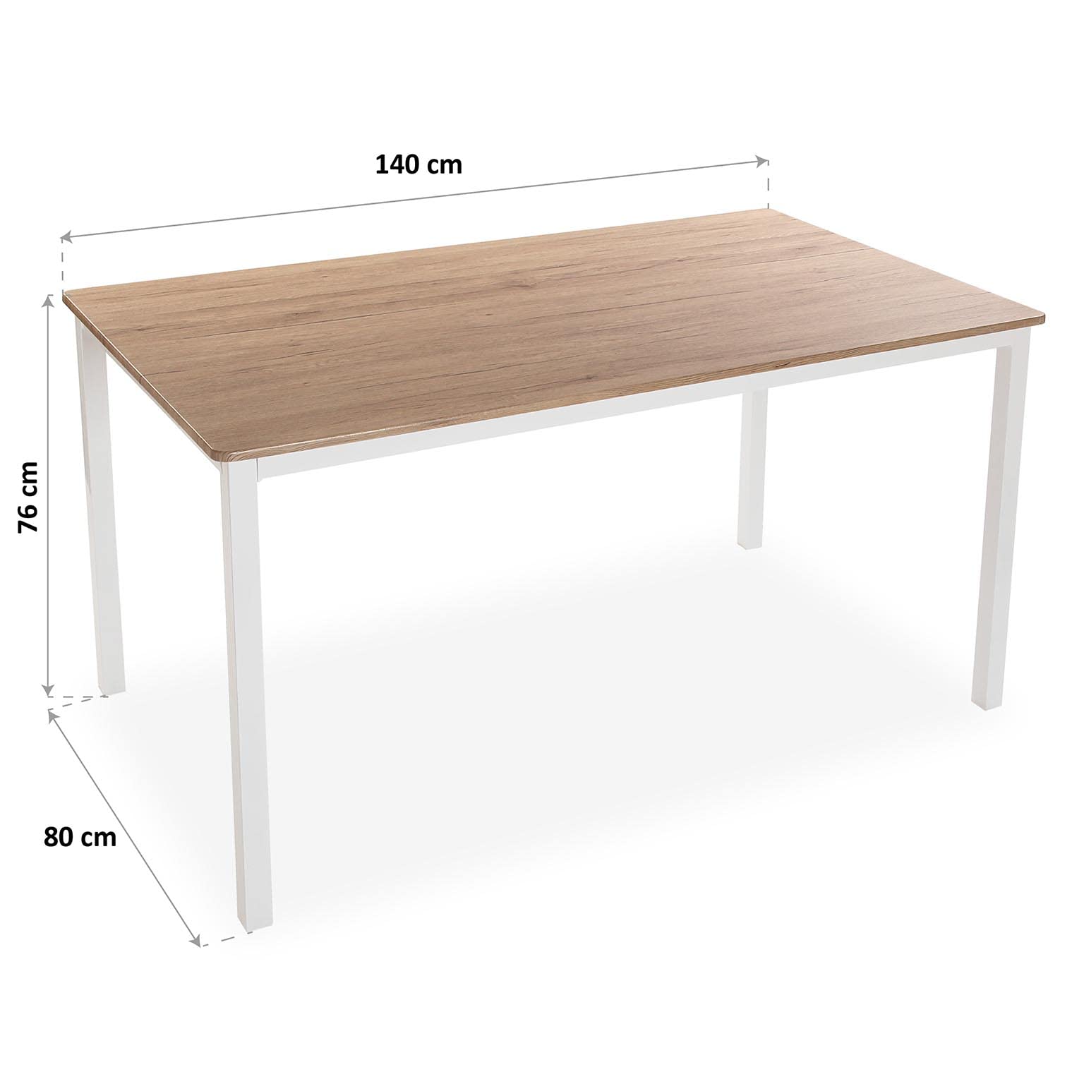 Tavolo da pranzo bianco/legno naturale, 140 x 80 x 75 cm | nordica