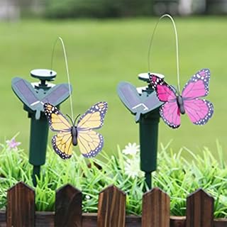 Solar Powered Dancing Fluttering Butterflies, Flying Hummingbird Patio Lawn Ornament, Colorful Vibration Simulation Bird Home Garden Pots Decoration (Butterfly)