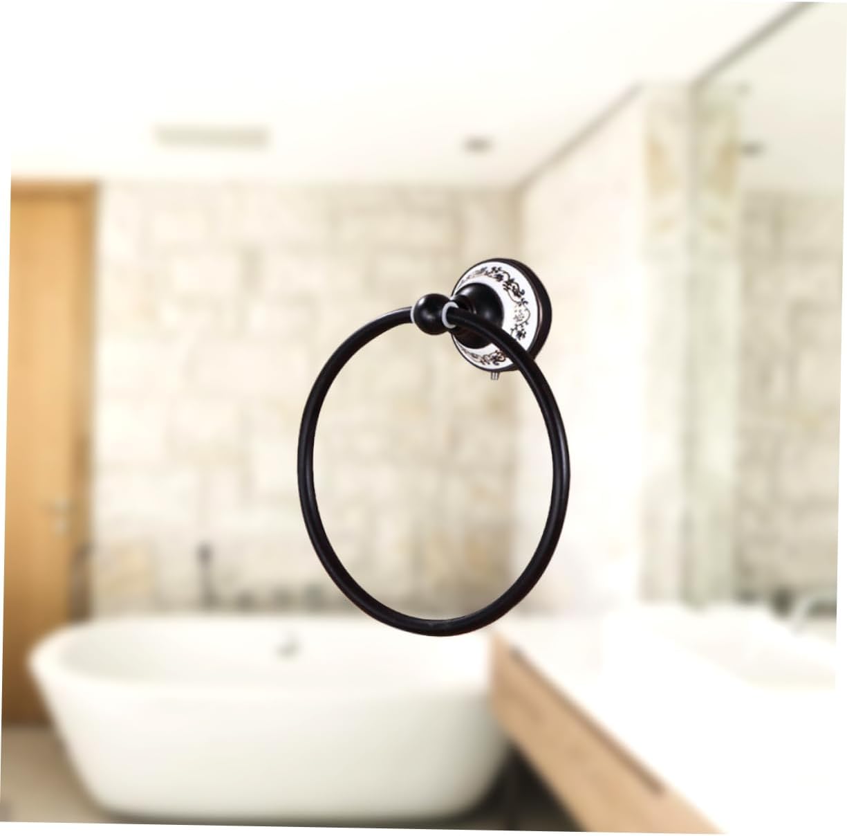 Gadpiparty Polished Metal Bath Towel Ring Holder Round Towel Rack Copper Material Stainproof 180-degree Rotation Modern Bathroom Accessory
