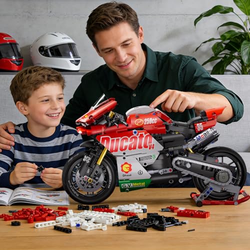 Chodia Motorcycle Building Set Superbike Motorbike Toy for Collectors with Display Stand Mechanical Engineering 1:10 Collectible Model Kit Birthday Gifts for Boys Teens and Adults Ages 8+-12 (883 PCS) — view 6