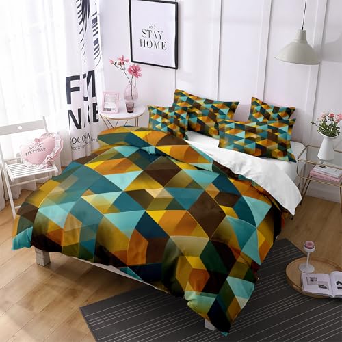 Housse de couette patchwork rétro 200x200 moderne et abstraite multicolore - 3