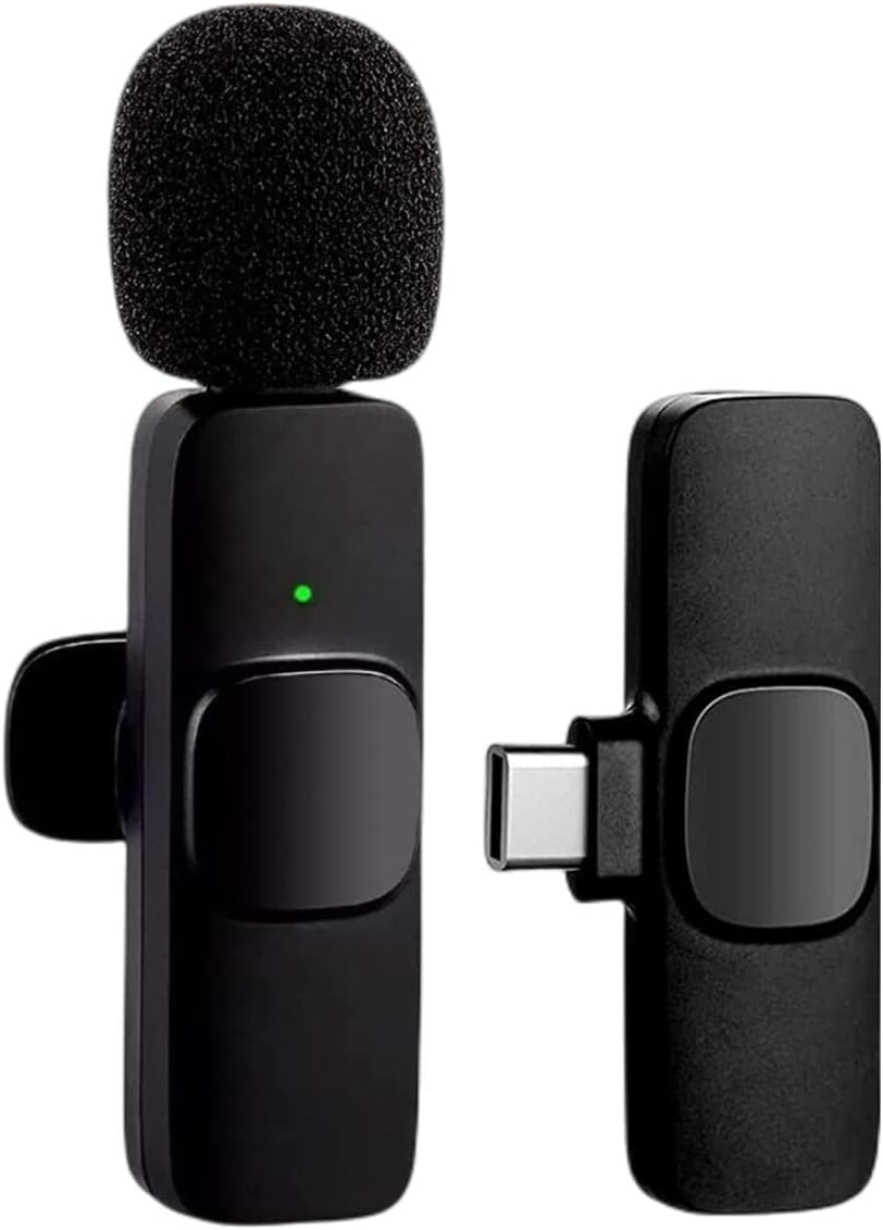 ZelbuckZelbuck Wireless Microphone for Type-C Phone, Plug-Play Wireless Lavalier Mic for Video Recording Live Stream Vlog YouTube TikTok Facebook (Black)