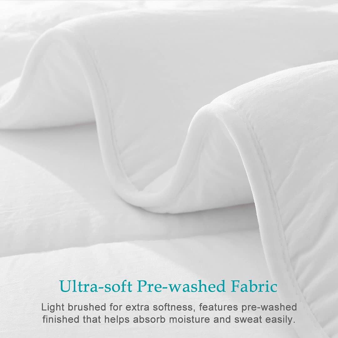 Oaken-Cat 2pc Down Alternative Comforter Set Twin - All Season Ultra-Soft Cloud Breathable Sustainable Microfiber Comforter Duvet with Sham, White
