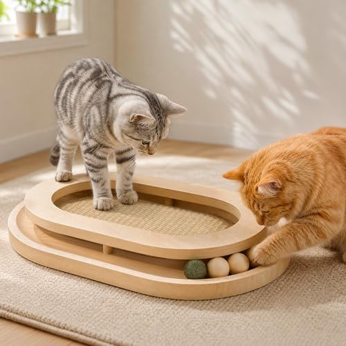 Grattoir pour Chat,Jouet pour Chat 2 en 1 avec Circuit,Tapis à Griffer
