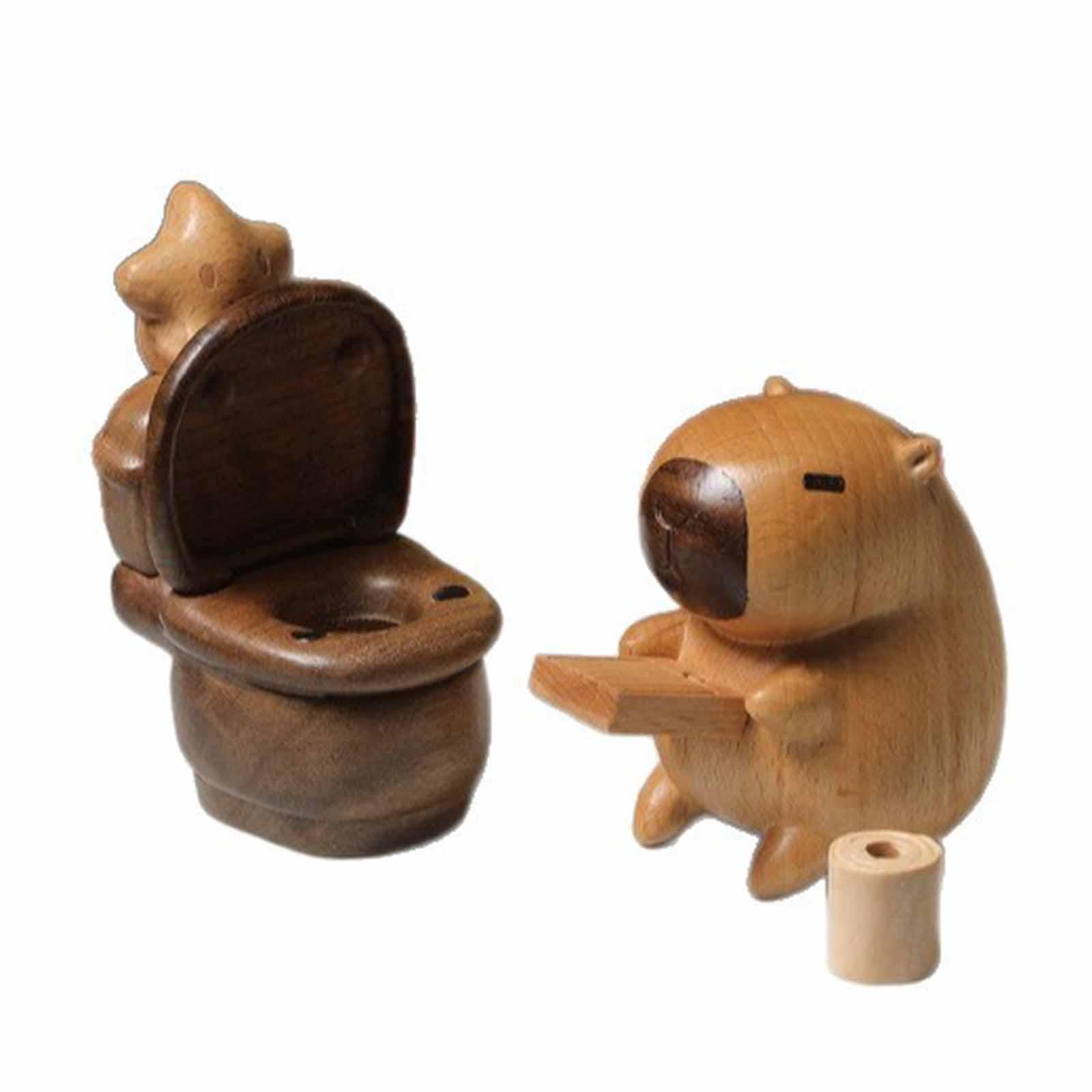 Giocattolo Puzzle di Cacca di Capibara, Statua di Animale in Legno, Scultura Artistica Minimalista, Statuetta in Miniatura per mensola della Camera da