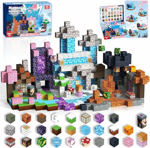 ToyUnited Magnetische Bausteine 150 Teile Magnetbausteine »Drachenabenteuer« –Fantasiewelt mit Vulkan, Ritter & Magischen Kirschblüten, Spielzeug für Kinder ab 4 5 6 7 8 9 Jahre