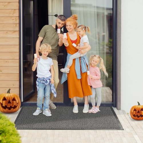 Image of BLADO Washable Door Mats Indoor & Outdoor - Non-Slippery Heavy Duty Doormats Indoor - Stylish & Large Rubber Door Mat - Perfect Dust Grabbing Outdoor & Indoor Door Mat (Grey, 60 cm x 90 cm).
