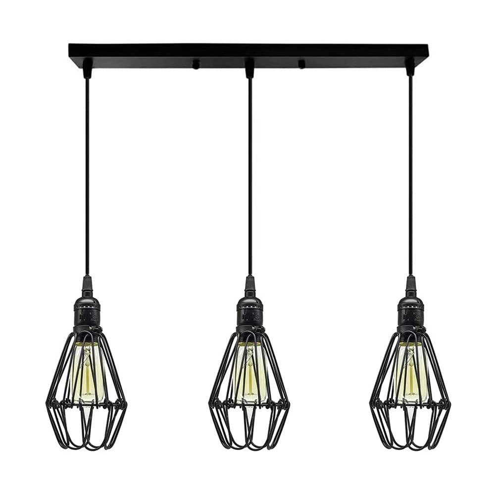 Lampadario Industriale 3 Luci - Sospensione In Legno E Metallo, Design Vintage Per Interni - Foto 9