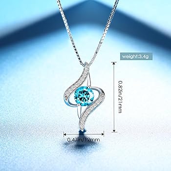 Necklace, J.Rosée 925 Sterling Silver Blue Cubic Zirconia Pendant
