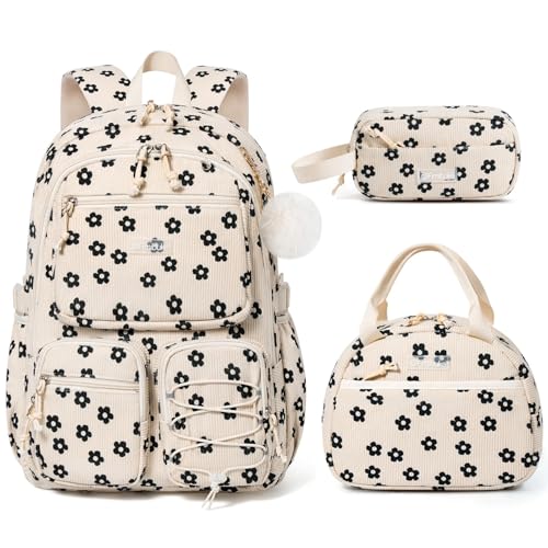 Fimibuke School Backpack for Girls Boys - 3PCS Corduroy Kids