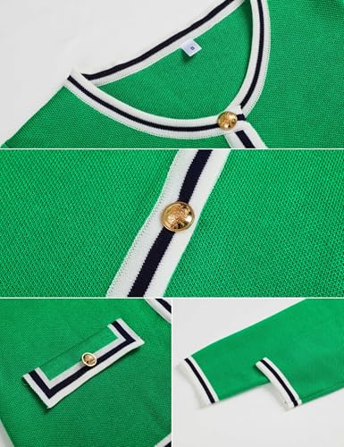 Xiaoxuemeng Womens Cardigan Sweaters Cropped Striped Button Down Knit Jackets Open Front Trendy Lady Fall Outfits3