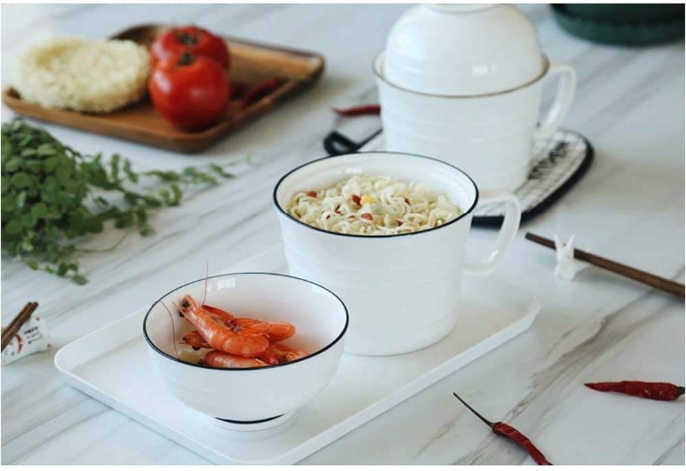 Ciotole per pasta in ceramica, ciotole per zuppa, pasta e noodle con coperchio e manico, ciotola per insalata di frutta, riso, cereali, dessert, ciotola per servire, zuppiera, ciotole per insalata in