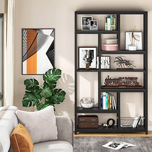 Tribesigns 79 Inch Bookshelf, 7-Tier Tall Bookcase With 10-Open Shelf, Wood And Metal Book Shelf Storage Shelves For Bedroom, Living Room And Home Office, Black #TOP7