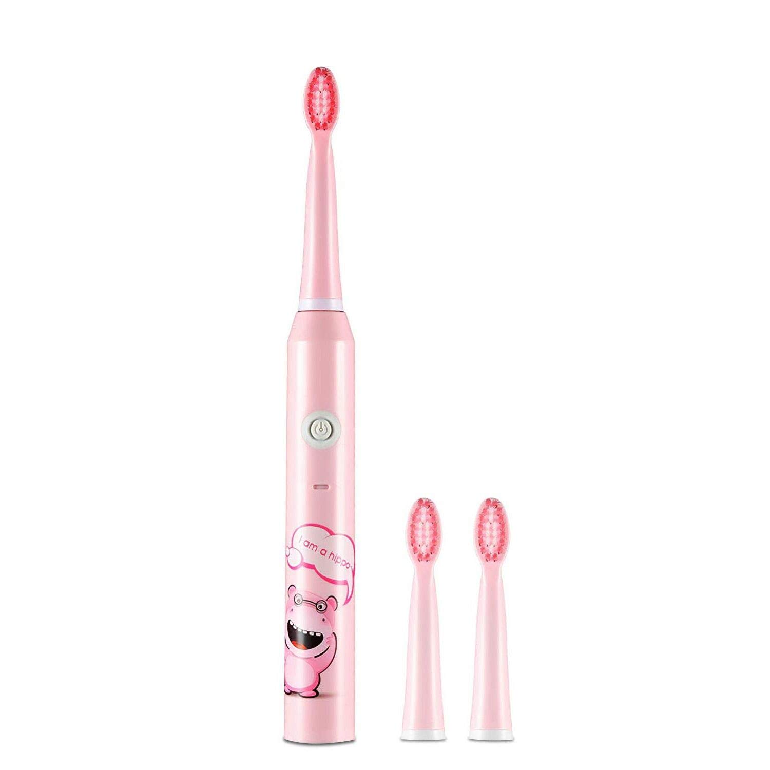Mr.White Electric Toothbrush Kids Sonic Toothbrush 3 Modes Waterproof with 2 Replacement Heads 2 Minutes Smart Timer USB Charging Pink