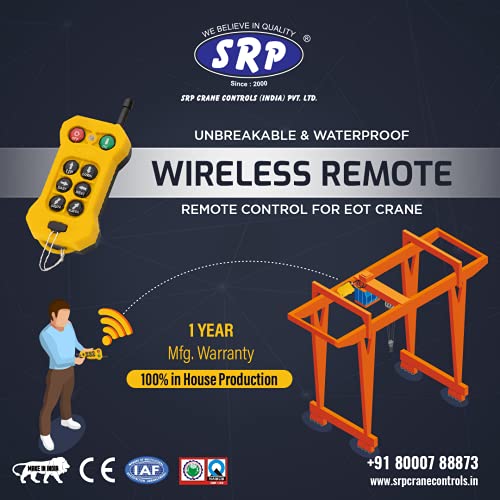 Image of SRP Single Speed Crane Wireless Radio Remote Control 6 Push Button Switch Industrial Channel Electric Lift Hoist Radio Switch Receiver (10+2) Button- 24V AC