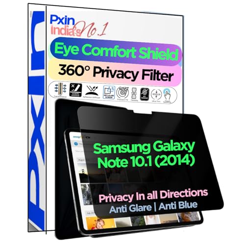 Image of PxIn Tablet Privacy Screen Guard compatible with Samsung Galaxy Note 10.1 (2014) | No.1 | Anti Glare | Anti Blue Light | Anti UV | 4 Way Privacy Filter | 360 Privacy | Eye Protect