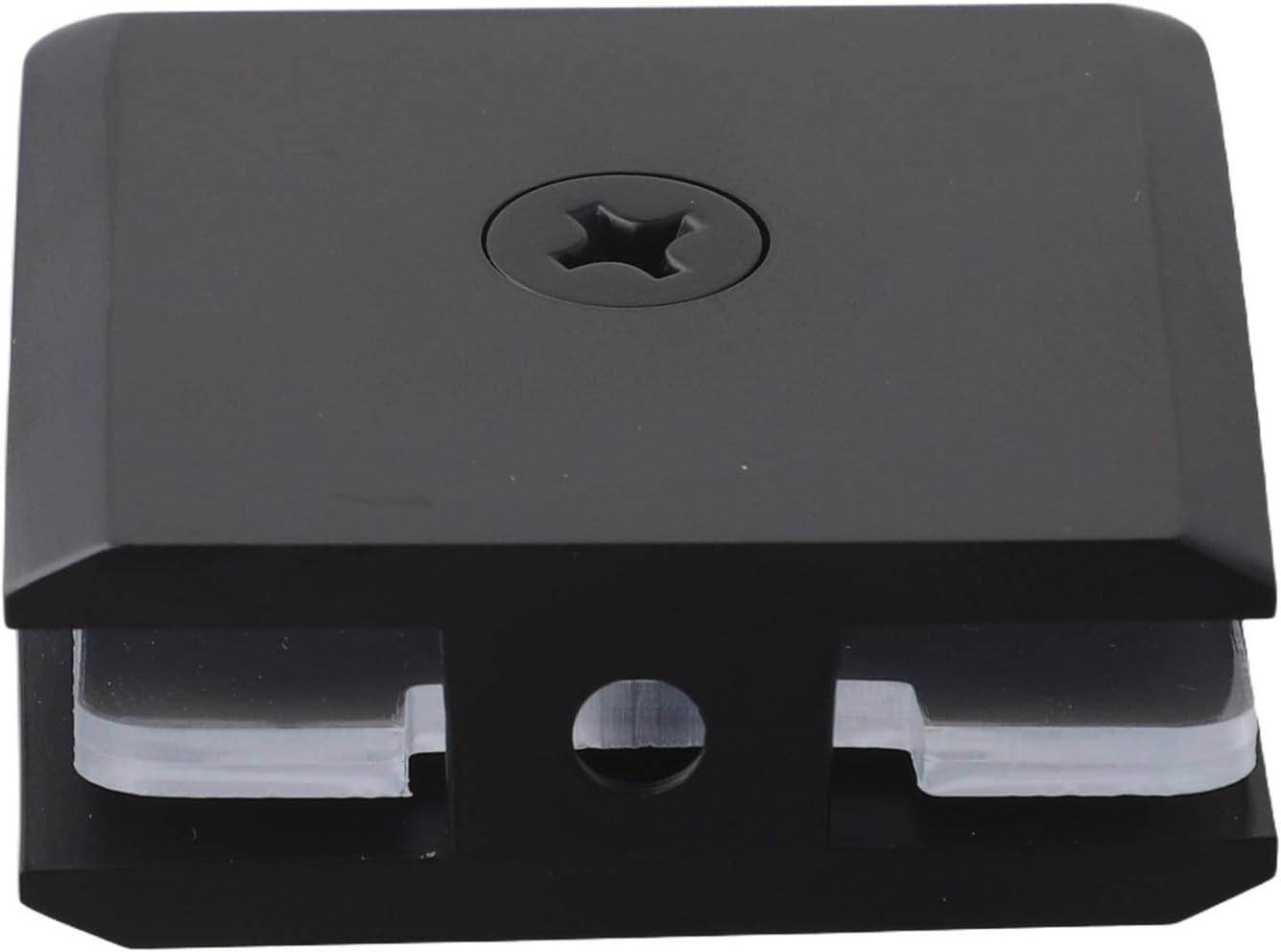 Brass Glass Clamp 8-12mm Tempered Glass, U-Clamp Fixed Panel Hardware Bathroom Shower Screen Door, Square Chrome Finish(Black)