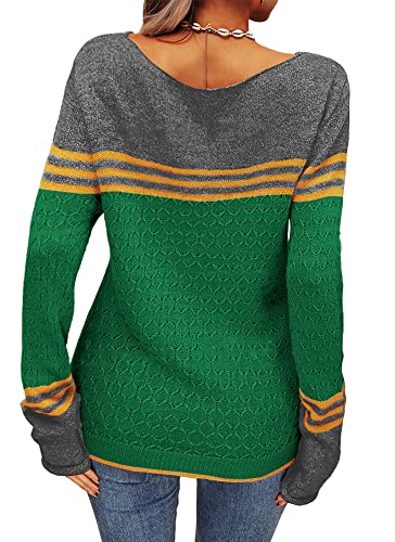 Image of Danedvi Womens Fall Fashion 2026 Sweaters Colorblock Lightweight Striped Crewneck Winter Trendy Pullover Tops