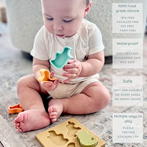 Moosh Baby Silicone Animal Puzzle For Babies And Toddlers, Teething Toys For Babies 6-12 Months, Sensory Toys For Toddlers 1-3, Montessori Toys For 1 Year Old, Toddler Teething Toys, (Pink) #TOP1