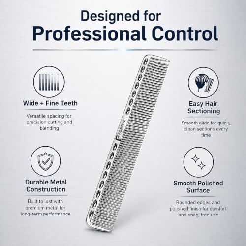 Image of Professional 7 Inch Alminium Metal Hair Cutting & Styling Comb Silver