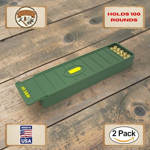 Ten Point Gear .40 Ammo Box 100 Round (2 Pack) Stackable Ammo Storage Case Organizer for .40 Ammunition with Secure Lid – Durable Ammo Holder Made in USA