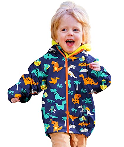 Image of SWISSWELL Toddler Boys Girls Rain Jacket Waterproof Outwear Breathable Rain Coat for Toddler with Detachable Hood 2-7 Years