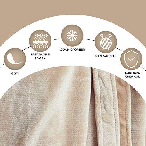 Women’s Comfortable Fleece Bathrobe – Plush Soft Robe For Women (Xl/Xxl, Beige) #TOP3