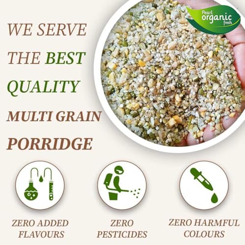 Image of Pearl Organic Fresh Multigrain Dalia (1 kg) | Healthy Breakfast Cereal with Wheat, Maize, Pearl Barley, Moong Dal & Sorghum | High Fiber & Protein-Rich Mix Grain Porridge | Supports Digestion & Weight Loss